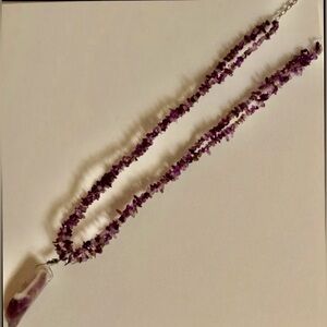 Artisan Amethyst 20” 2 strand Nuggets
white purple Chevron Amethyst 2.5” Pendant